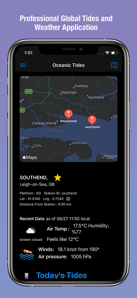 SafeAnchor.Net app interface showing global oceanic tides and weather data for maritime navigation