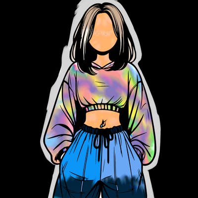 realistic girl faceless with baggy pants and a crop top