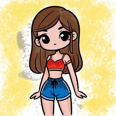 girl with crop top on and shorts