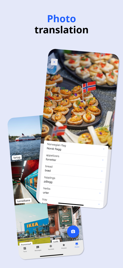 Language Pro - Photo translation feature in Language Pro app identifying objects in a picture and providing translations