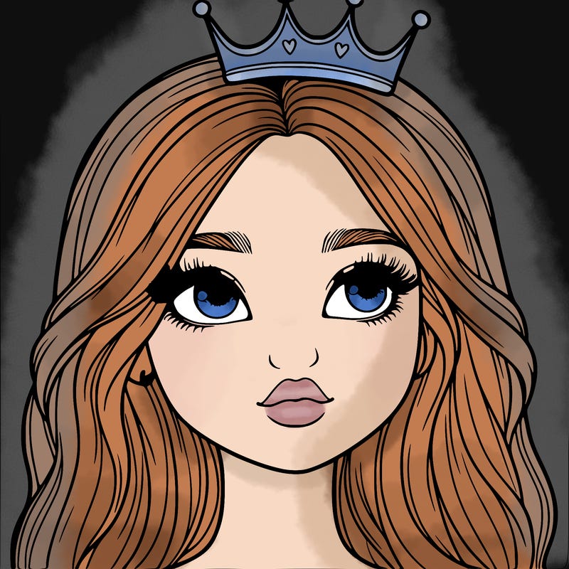 a realistic girl with a crown on