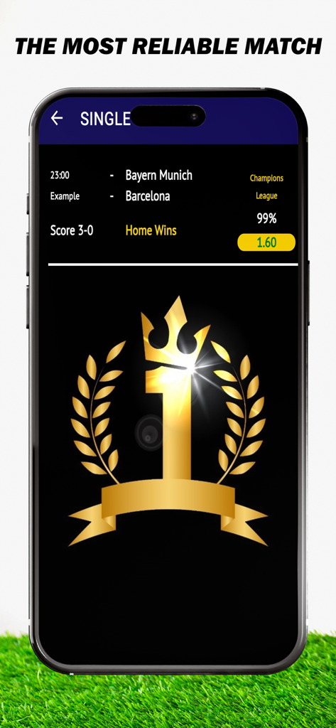 SuperTips app display of a high reliability football betting prediction with odds and win percentage