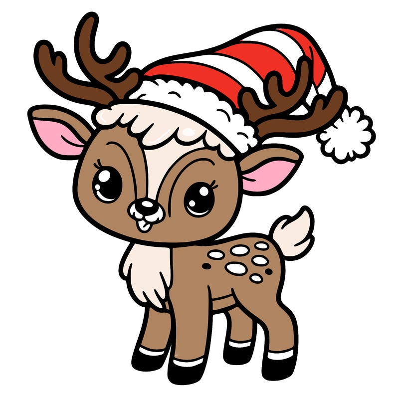 christmas reindeer with santa hat