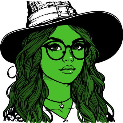 a witch with glasses realistic