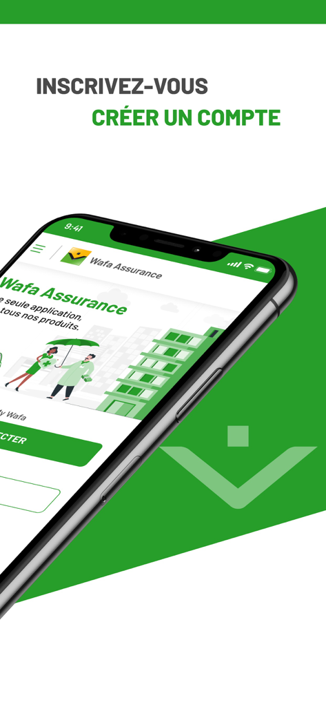 My Wafa Assur app registration interface on a smartphone