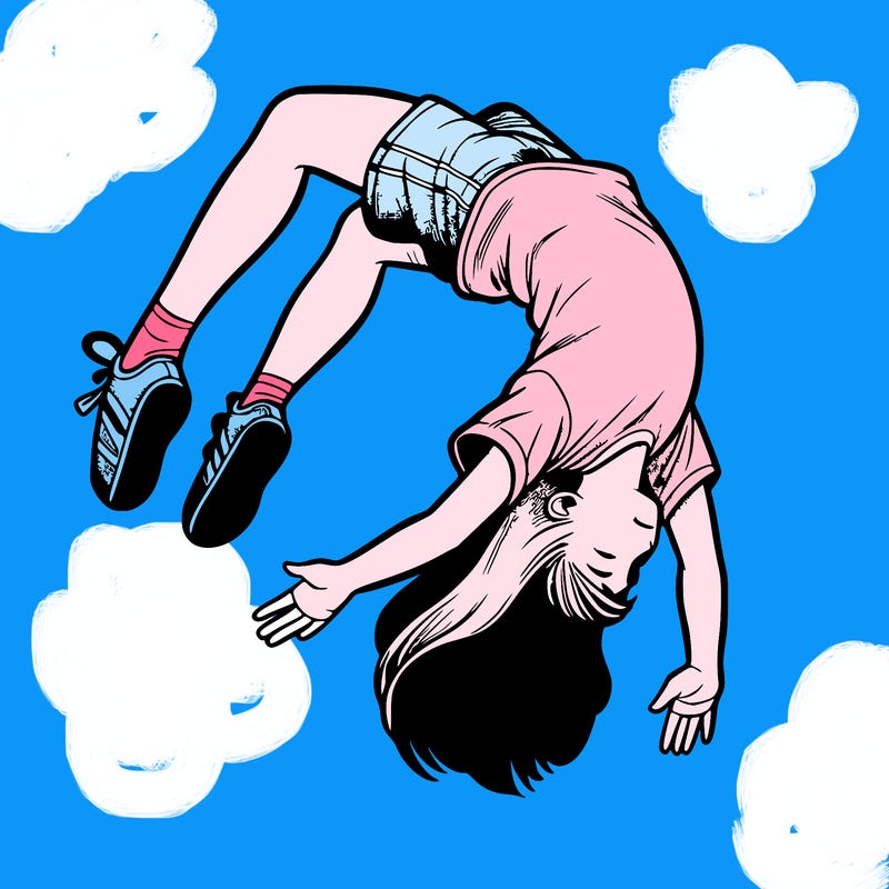 realistic girl doing a backflip