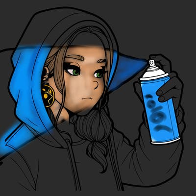 a realistic girl, spray painting
