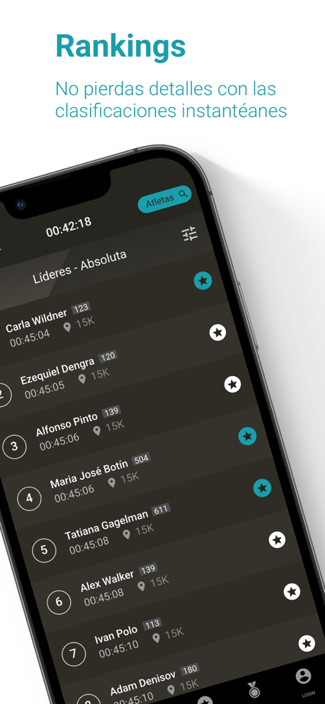 Mitja Marató Barcelona - Tela de ranking no aplicativo da Meia Maratona de Barcelona mostrando resultados de corrida e classificações