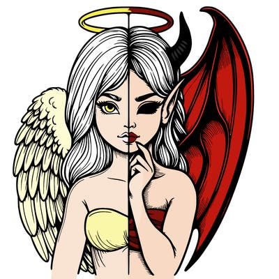 realistic angel half demon