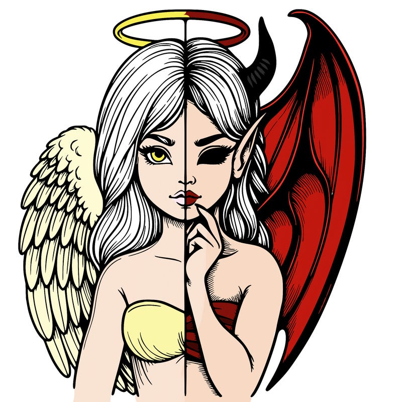 realistic angel half demon