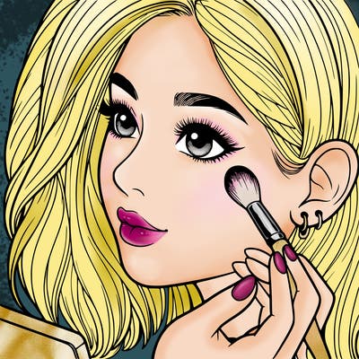 a realistic girl doing her makeup