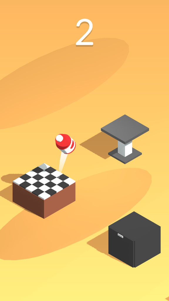 Bottle Flip! - A red and white bottle flipping between platforms in the Bottle Flip game