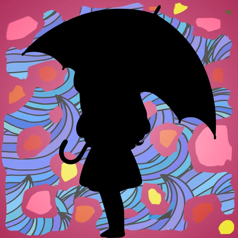 lonely girl holding black umbrella