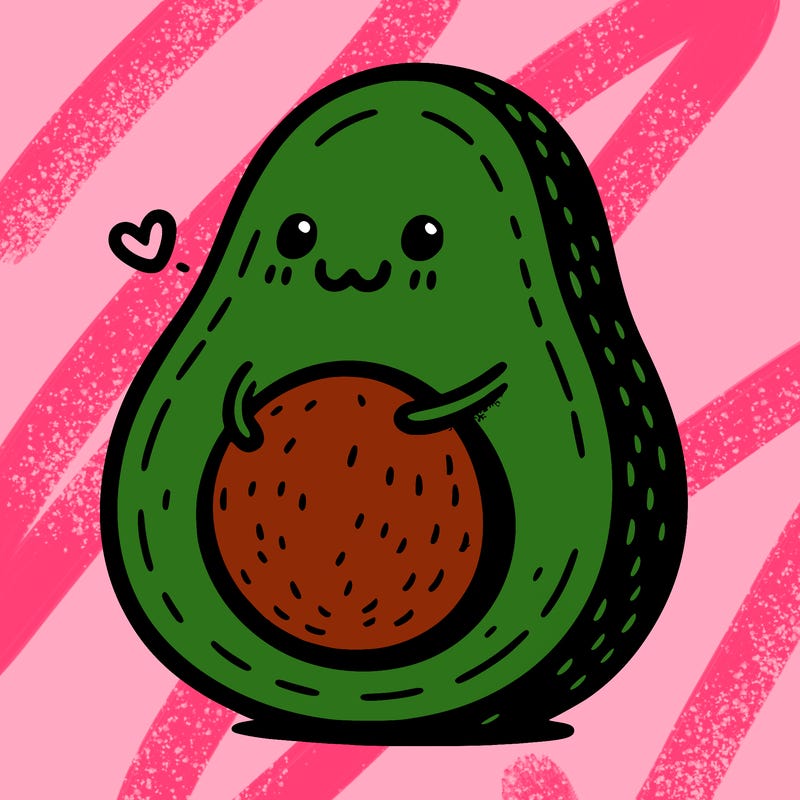 an avocado hugging an avocado