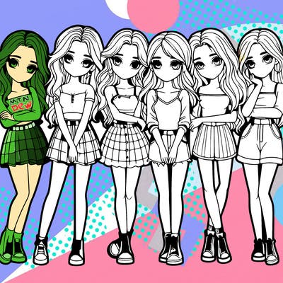 a group of girls realistic