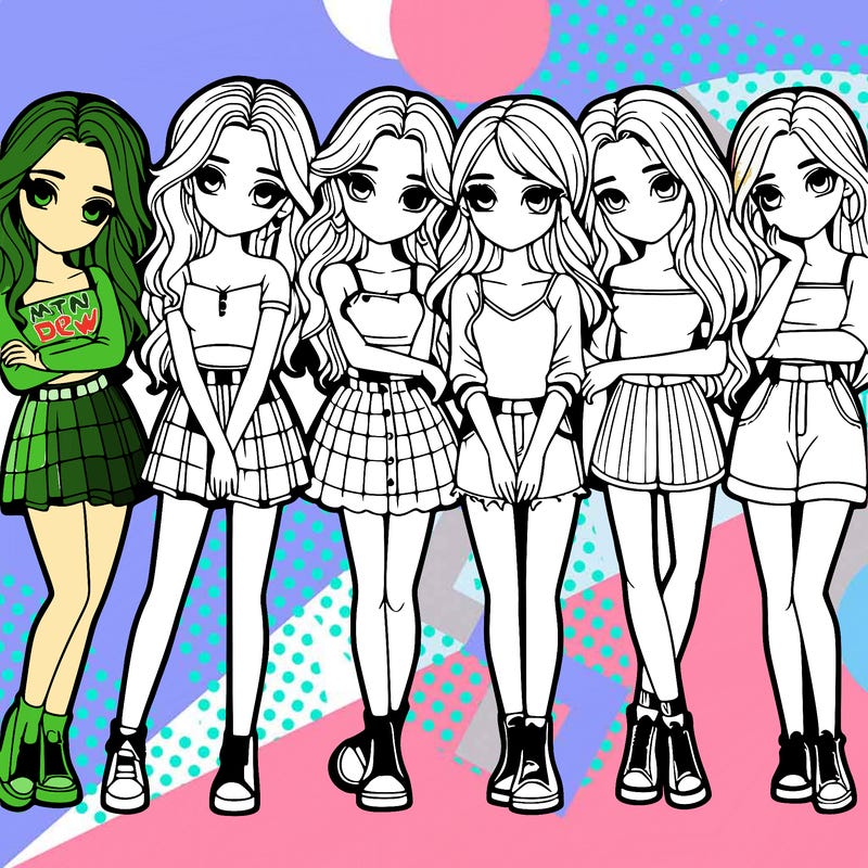 a group of girls realistic