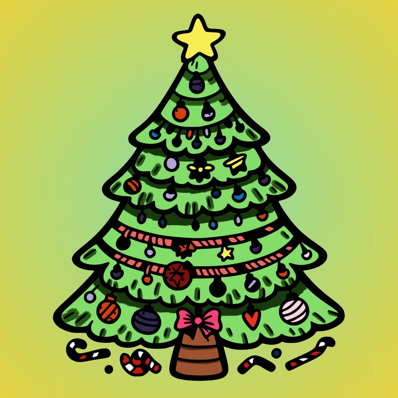 christmas tree with lots of details