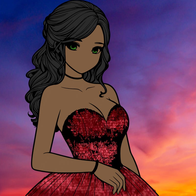 realistic girl in prom dress