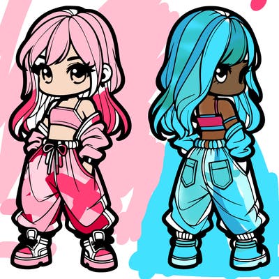 girl in crop top and baggy pants