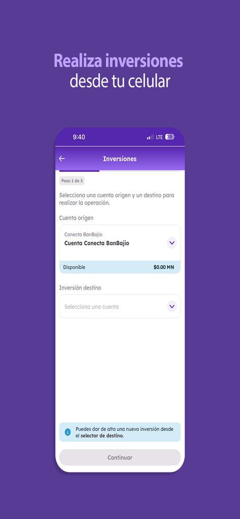 Bajionet Movil - Bajionet Movil mobile banking app investment selection screen