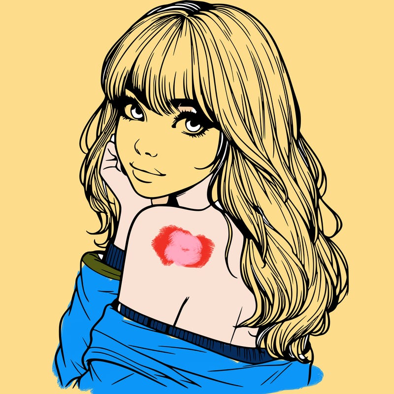 realistic girl with bangs looking over her shoulder