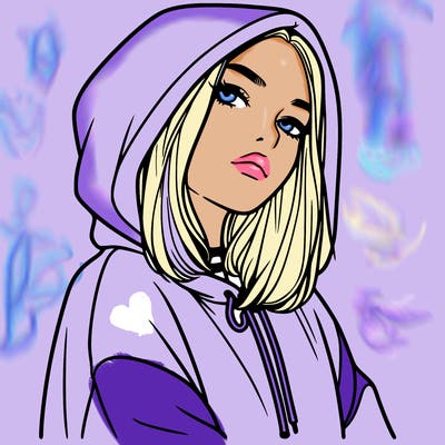 a realistic girl in a hoodie