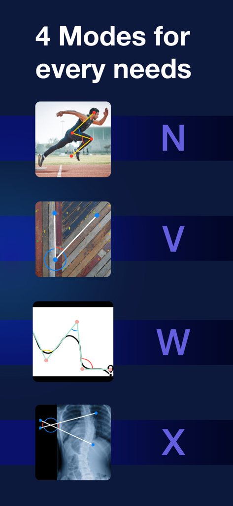 Angulus Pro - Precision Angle - Quatro modos de medição para avaliações clínicas e análise biomecânica