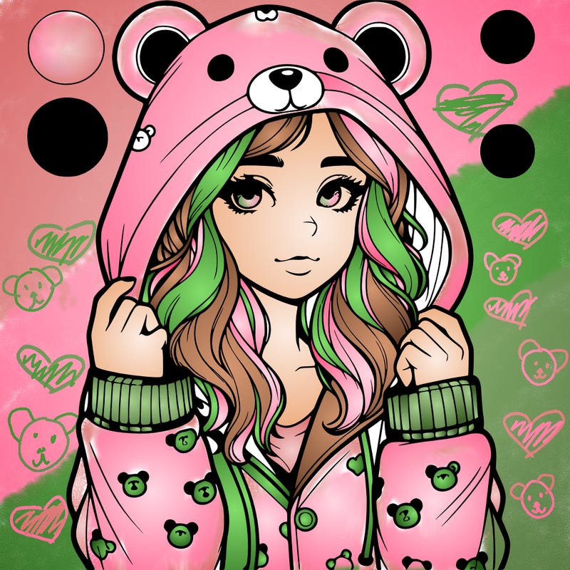realistic girl in a animal pjs hoodie