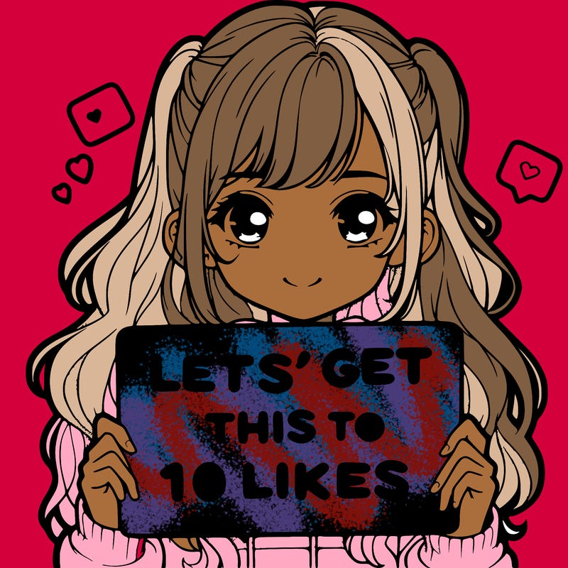 girl holding up sign that says let’s get this to 10 likes realistic