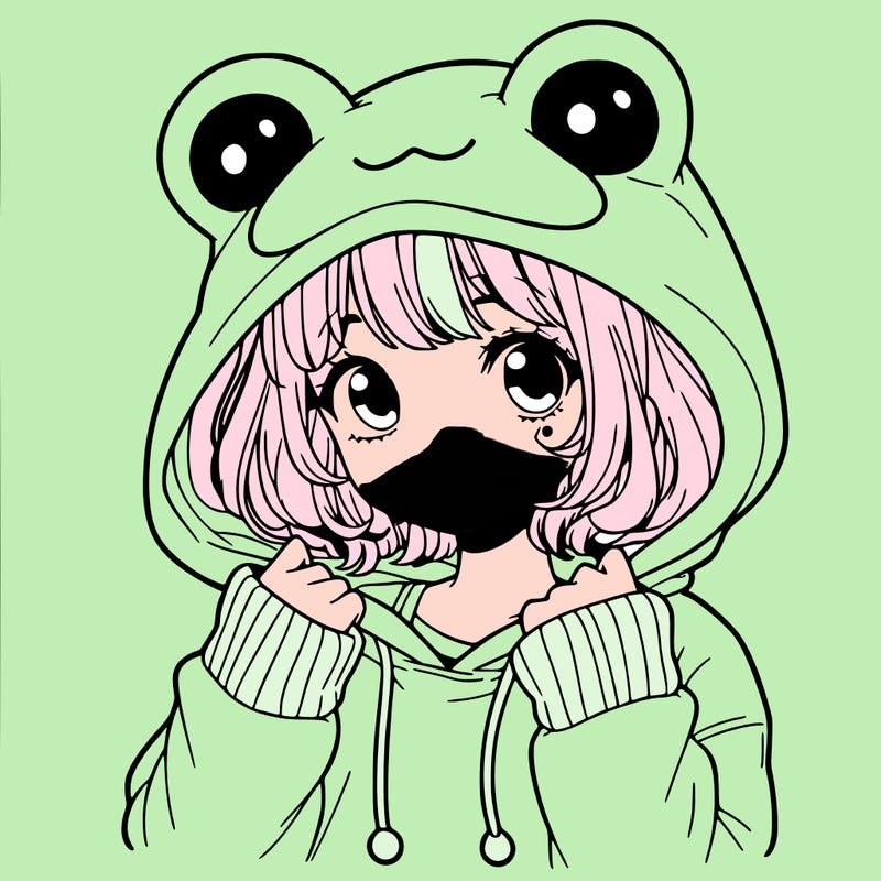 a cute teenage girl wearing a frog hoodie