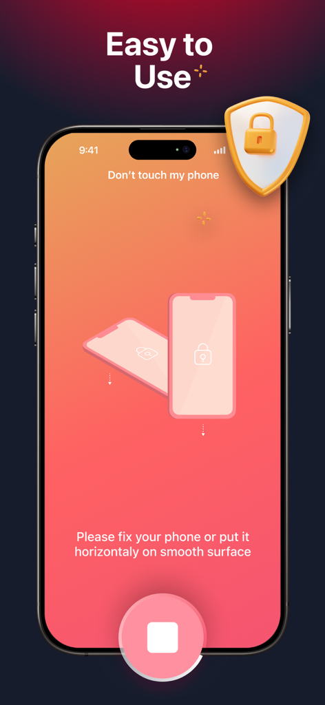 WTMP - Who Touched My Phone + - WTMP app screen showing easy to use setup for the dont touch my phone security mode