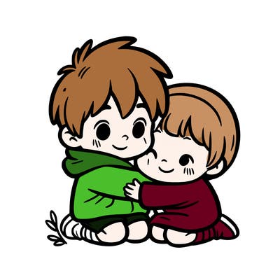 little boy hugging small little sister