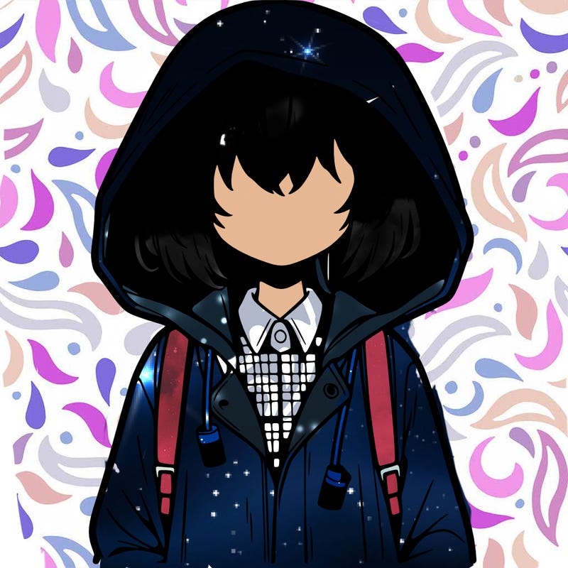 little anime girl in a raincoat her hair is covering her eyes she has a lighter