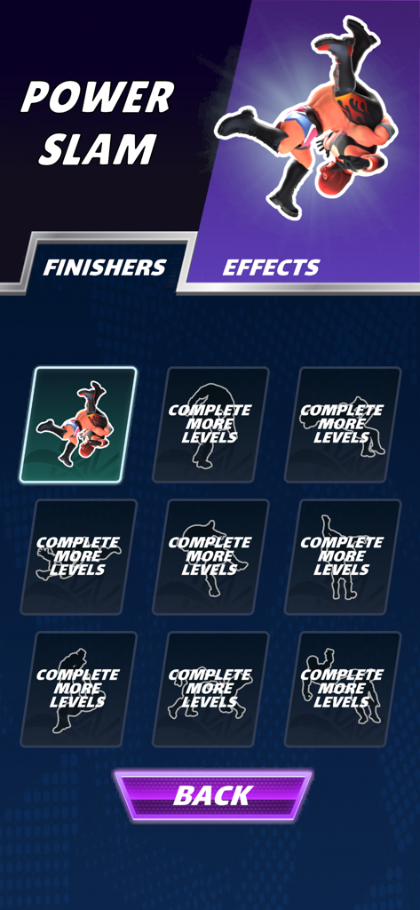 Wrestling Trivia Run! - Wrestling Trivia Run finishers selection screen showing Power Slam move