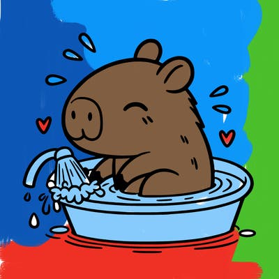 capybara taking a bath