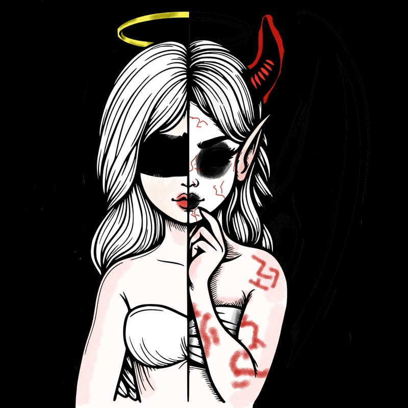 realistic angel half demon