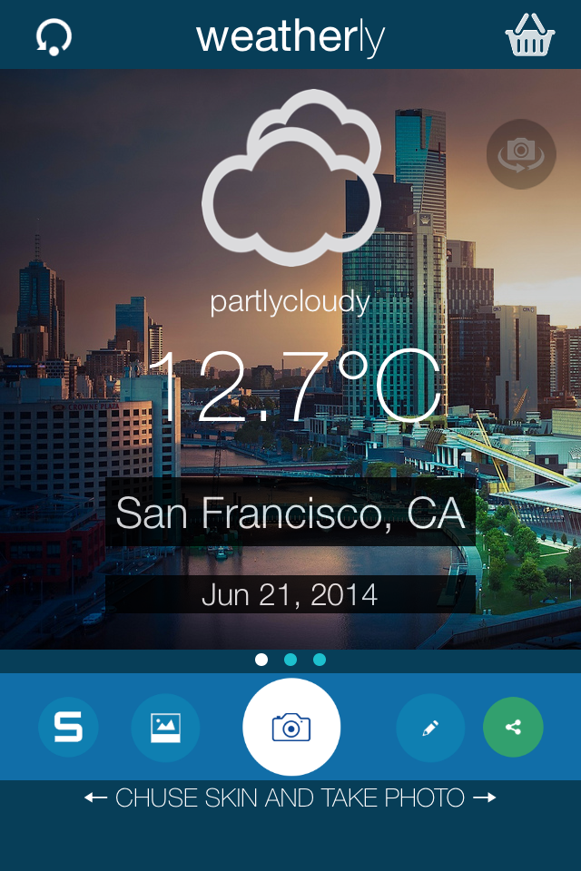 Weatherly - Weatherly app interface showing weather forecast and temperature in San Francisco