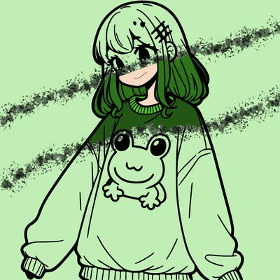 girl wearing frogging sweatshirt