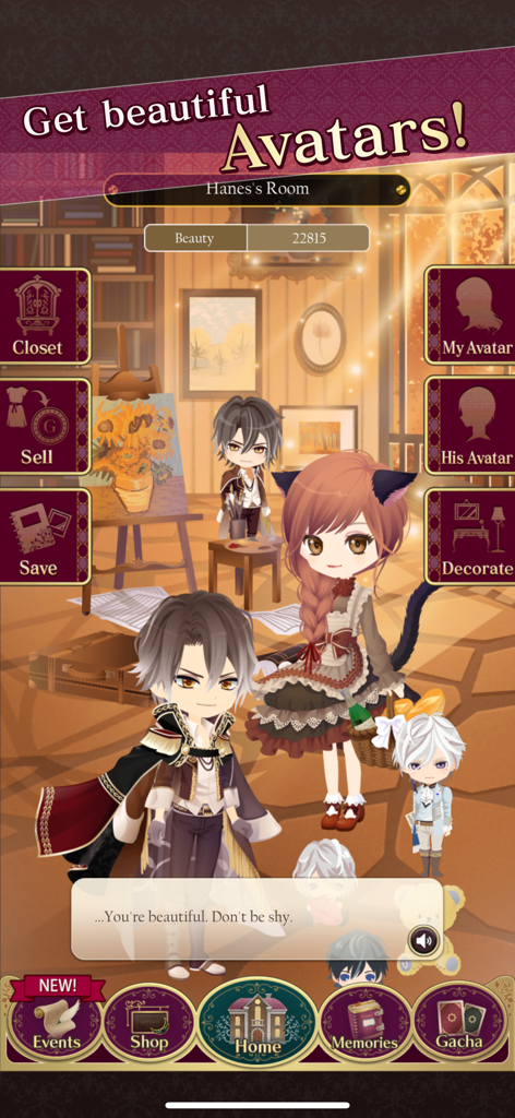 Ikemen Vampire Otome Gam‪e - Personalizando lindos avatares chibi y su habitación en Ikemen Vampire Otome Game.