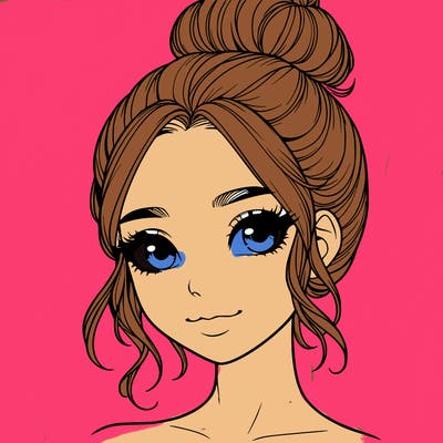 realistic pretty girl with hair in bun