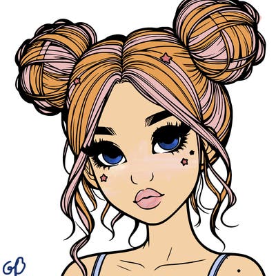 realistic girl with space buns
