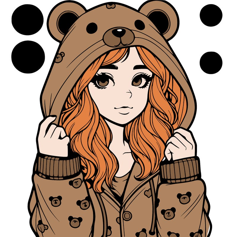 realistic girl in a animal pjs hoodie