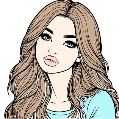 realistic girl with hair on her hair and lips