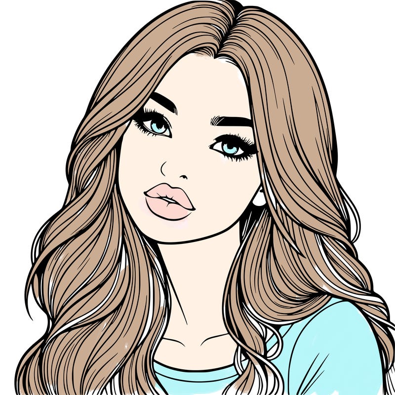 realistic girl with hair on her hair and lips