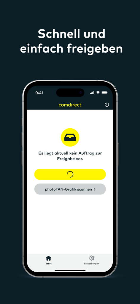 comdirect photoTAN App - Interface of the comdirect photoTAN app for secure banking authorization