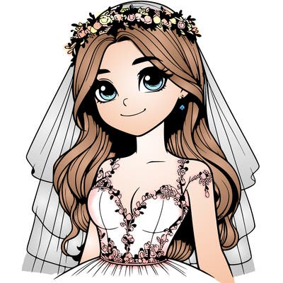realistic girl in a wedding dress