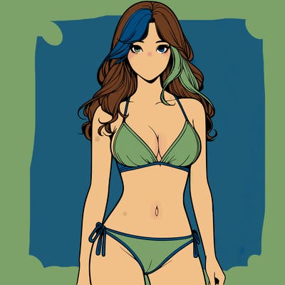 realistic girl with a revealing swimsuit