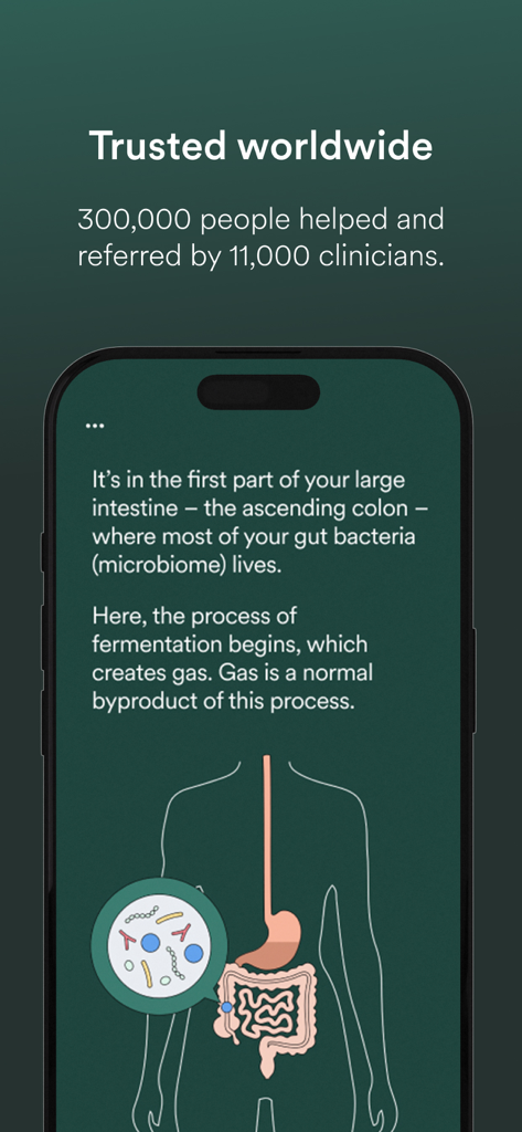 Bildungsoberfläche der Nerva App, die das Darmmikrobiom und den Fermentationsprozess erklärt