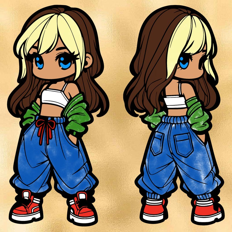 girl in crop top and baggy pants