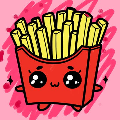 a cute. french fries